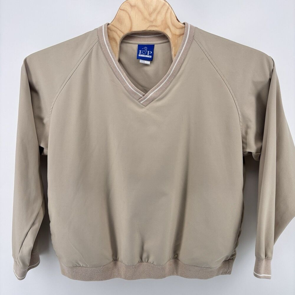 EP Pro Women's M Beige Taupe V Neck Golf Pullover Lightweight Top
